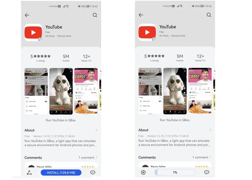 Installment Youtube app Gbox