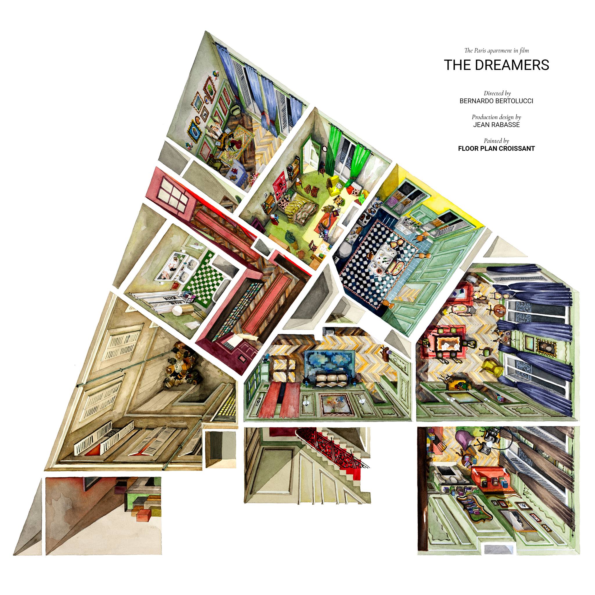 етажен план/картина на филма The Dreamers (2003) / Мечтатели от Боряна Илиева Floor Plan Croissant
